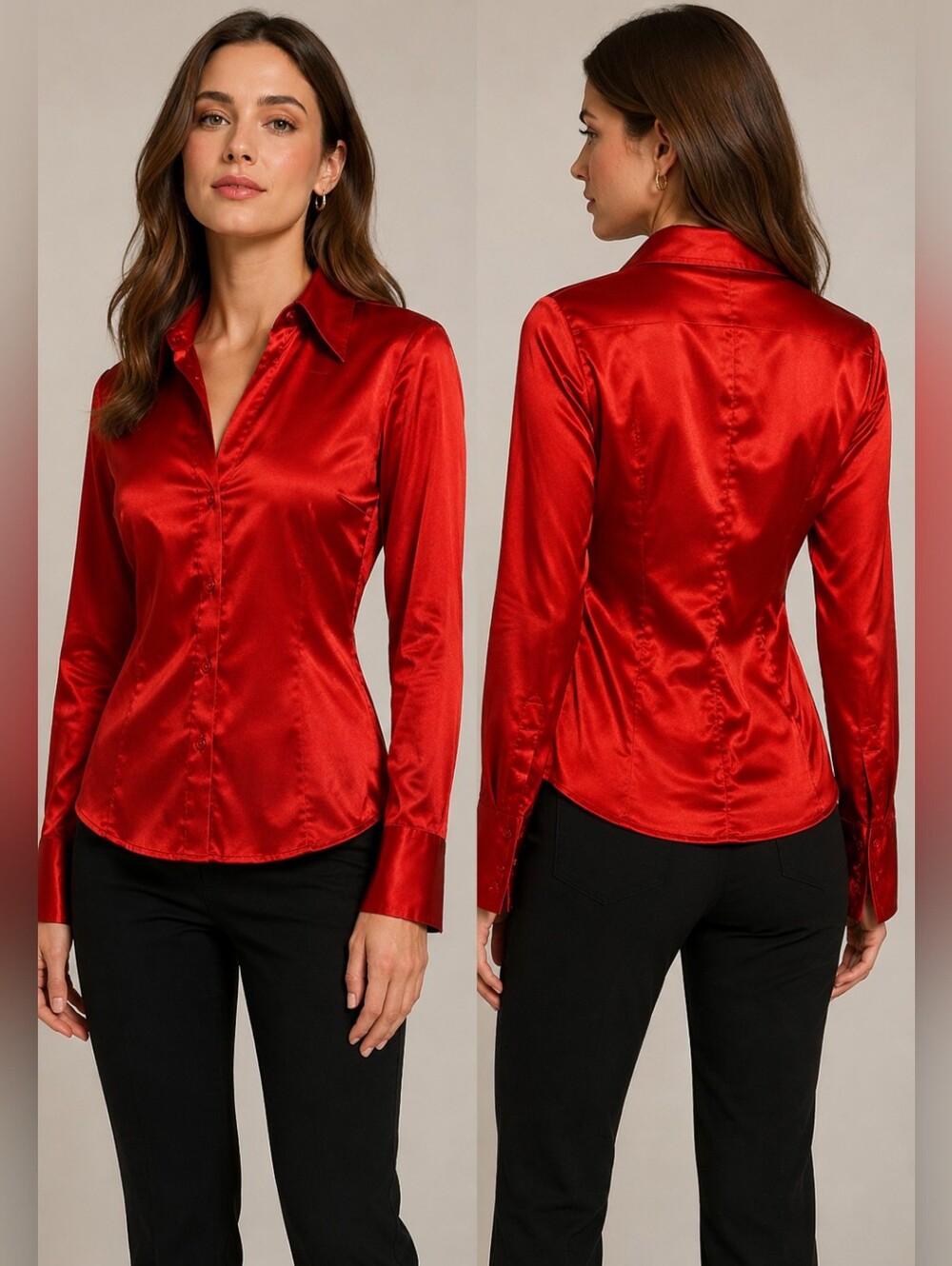 🍋NY&C Ruby Red Button-Down Shirt | Size Small